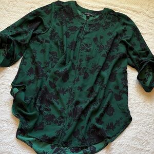 Green/Navy Floral Blouse